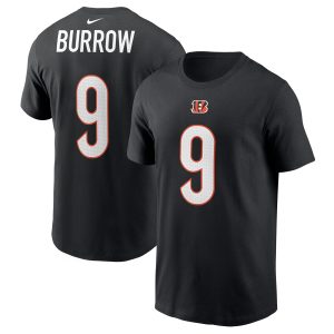 Men’s Nike Joe Burrow Black Cincinnati Bengals Player Name & Number T-Shirt