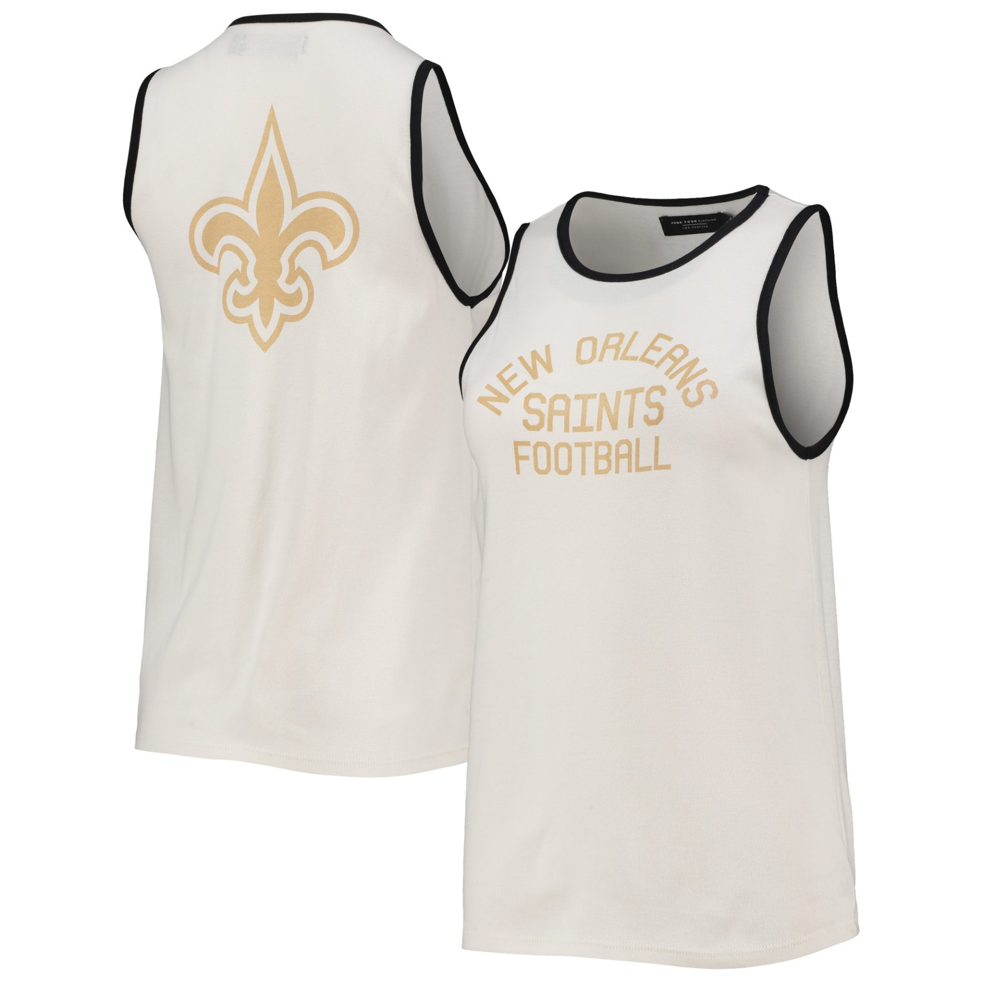 Women’s Junk Food White/Black New Orleans Saints Throwback Pop Binding Scoop Neck Tank Top Women’s Junk Food White/Black New Orleans Saints Throwback Pop Binding Scoop Neck Tank Top