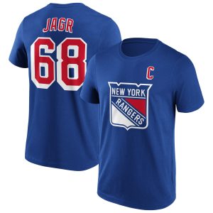 New York Rangers Iconic Name & Number Graphic T-Shirt – Royal – Jager – Mens
