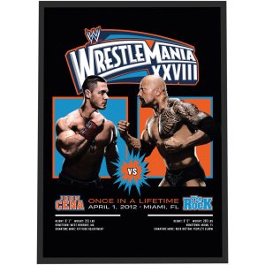 WWE John Cena The Rock WrestleMania Graphic Poster – Framed A3