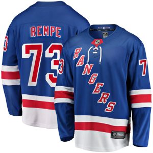 Men’s Fanatics Matt Rempe Blue New York Rangers Home Breakaway Jersey