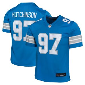 Detroit Lions Nike Home Game Team Colour Jersey – Blue – Aidan Hutchinson – Youth