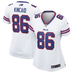 Buffalo Bills Nike Road Game Jersey – White – Dalton Kincaid – Womens