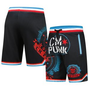 Men’s WWE Authentic Black CM Punk In Punk We Trust Sweatshorts
