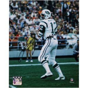 Joe Namath New York Jets Autographed 8″ x 10″ White Jersey in Pocket Photograph